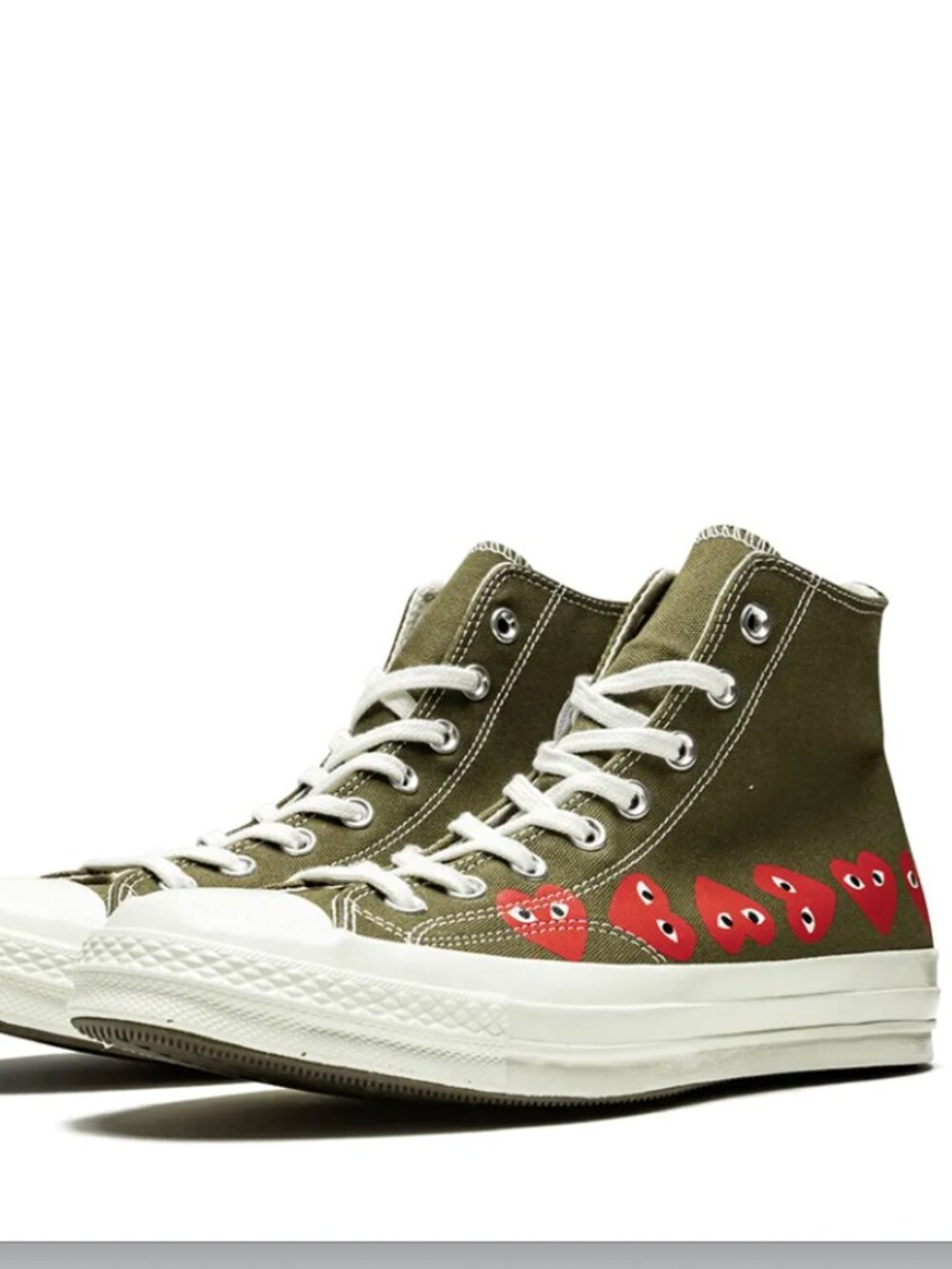Converse x Comme Des Garçons Play Chuck 70 Hi "Multi Hearts Green" sneakers, 9 - Picture 1 of 11
